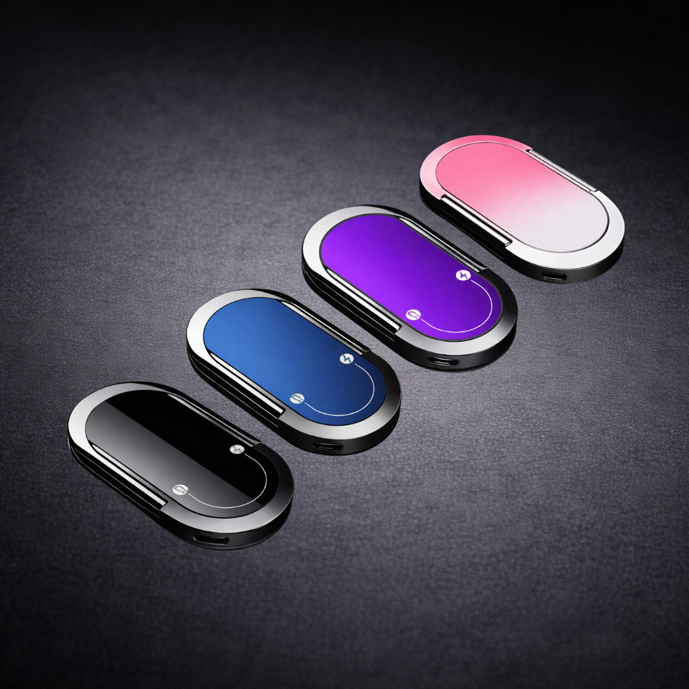 ArcGlow electric phone lighter available in Black Ice, Blue Ice, Violet Ice, and Pink Fade