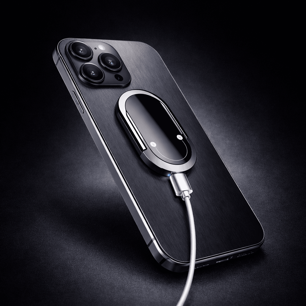 ArcGlow rechargeable electric phone lighter connected to charging cable